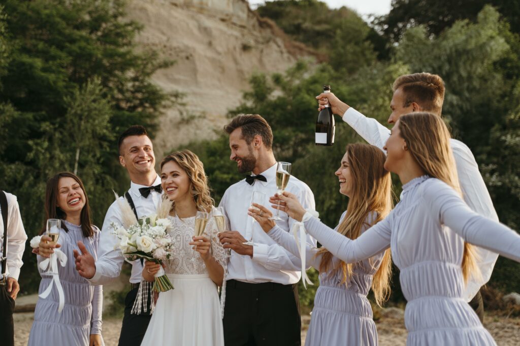 people celebrating wedding beach Inventory